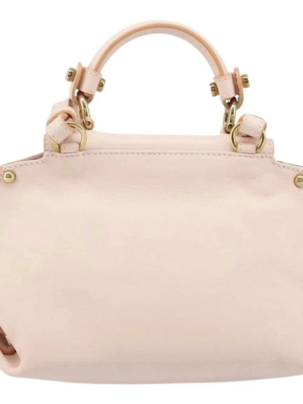 Salvatore Ferragamo Gancini Hand Bag Leather 2way Pink Gold Auth AMZ564A